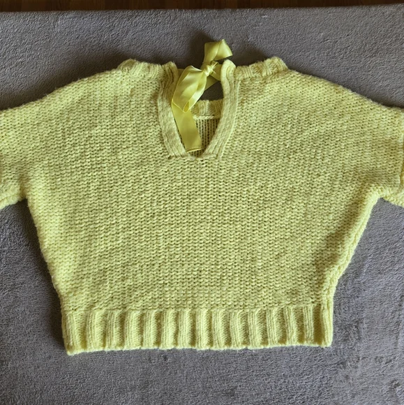 Anthropologie Maeve Cecile Bow-Back Sweater Bright Yellow Size XS - Picture 11 of 16